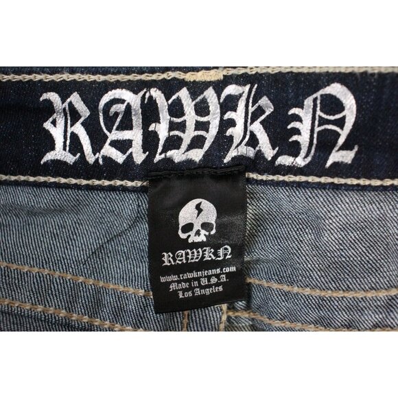Rawkn Womens 32 x 34 Big Skull Y2K Style Skinny Jeans NEW M1042 - Picture 7 of 9